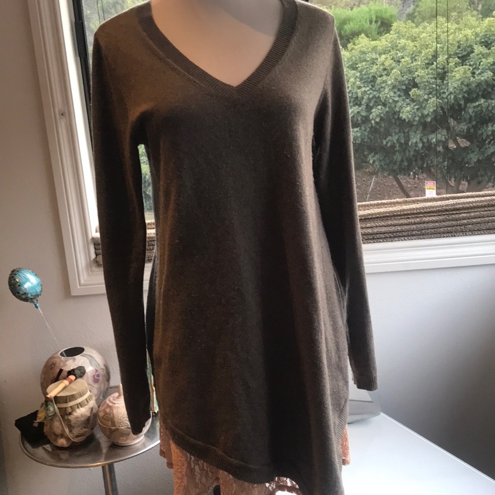 Grey sweater asymmetrical